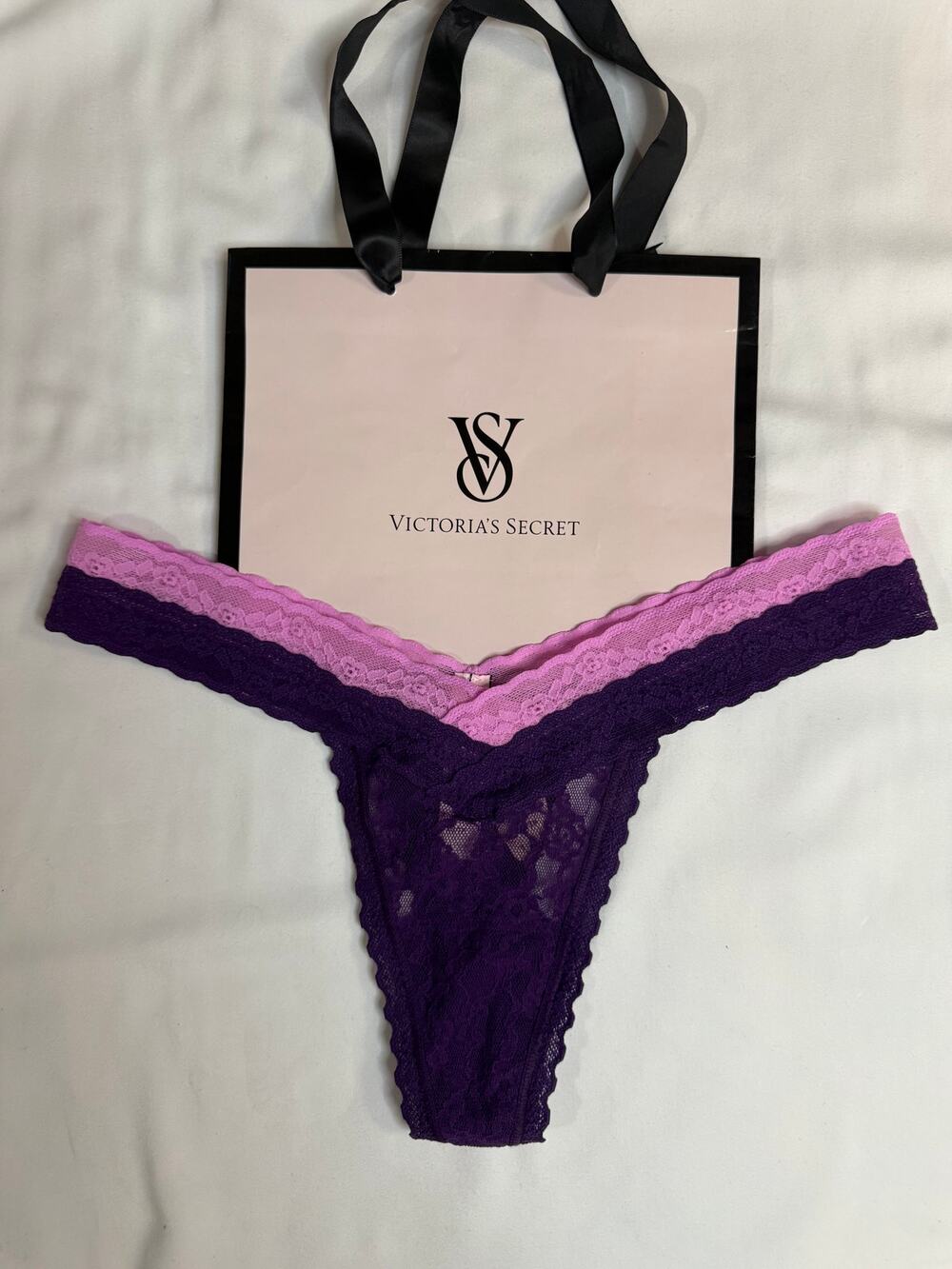 NWT Victoria’s Secret Vintage Lace Cheeky Panty Dual Color Purple Size XS 2015
